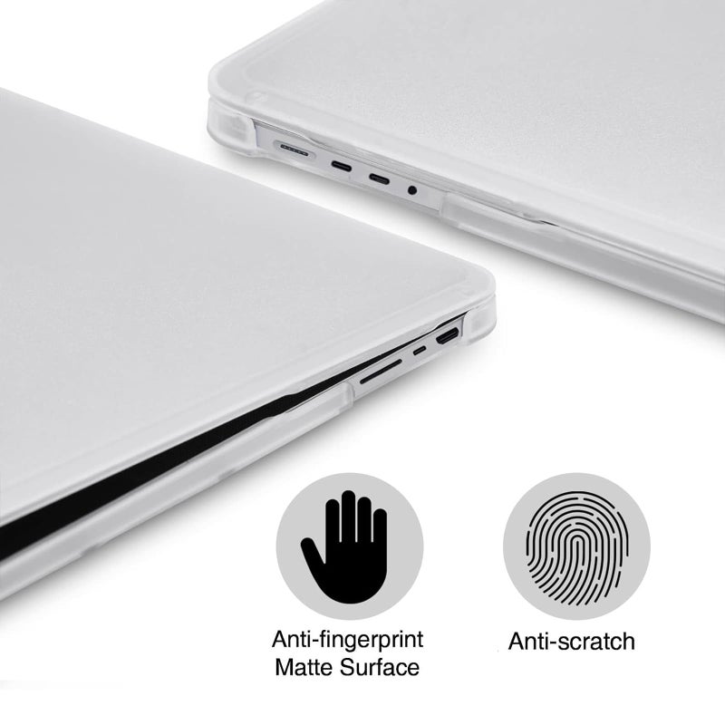 BlueSwan Anti-Cracking Hard Shell Case Compatible with MacBook Pro 14-inch 2024-2021 Release M3 M2 M1  Anti-Fingerprint Soft TPU Bumper  Frosted Clear(Clear Bumper) - Image 4